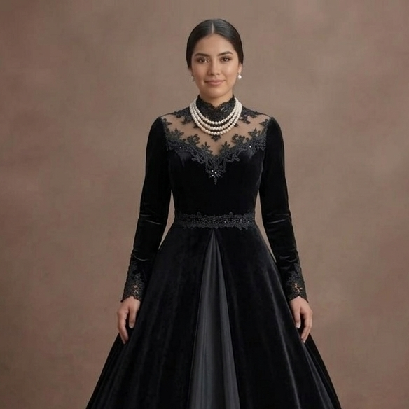 Black Wedding Dress Velvet Long Sleeve Winter Wedding