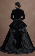 Black Wedding Dress Velvet Long Sleeve Winter Wedding