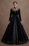 Black Wedding Dress Velvet Long Sleeve Winter Wedding