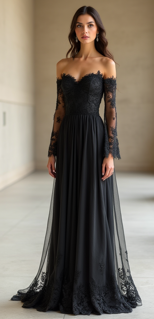 Black Wedding Dress | Romantic Gothic Wedding Gown for a Dramatic Ceremony