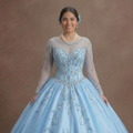 Blue Quinceañera Dress - Baby Blue Beaded Bodice Style