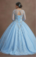 Blue Quinceañera Dress - Baby Blue Beaded Bodice Style