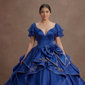 Blue Quinceañera Dress - Deep Cobalt Satin Formal Gown