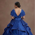 Blue Quinceañera Dress - Deep Cobalt Satin Formal Gown