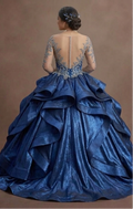 Blue Quinceañera Dress - Metallic Fabric Gala Gown
