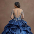 Blue Quinceañera Dress - Metallic Fabric Gala Gown