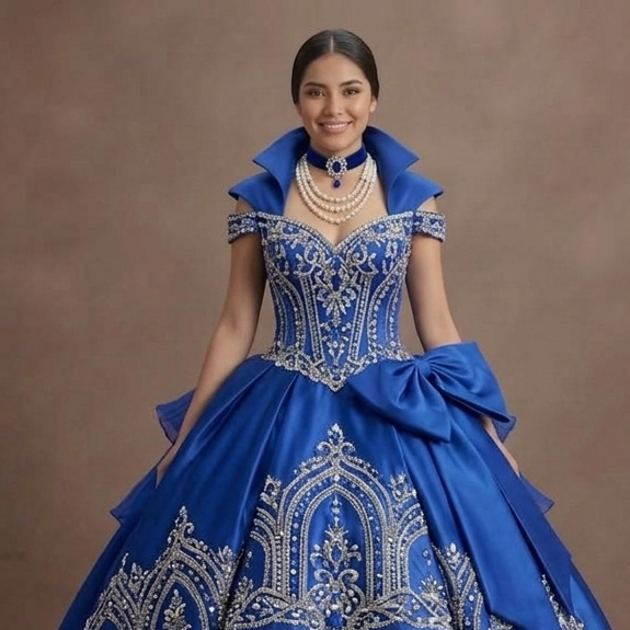 Blue Quinceañera Dress - Royal Blue Satin Majesty Gown