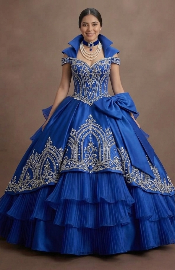 Blue Quinceañera Dress - Royal Blue Satin Majesty Gown