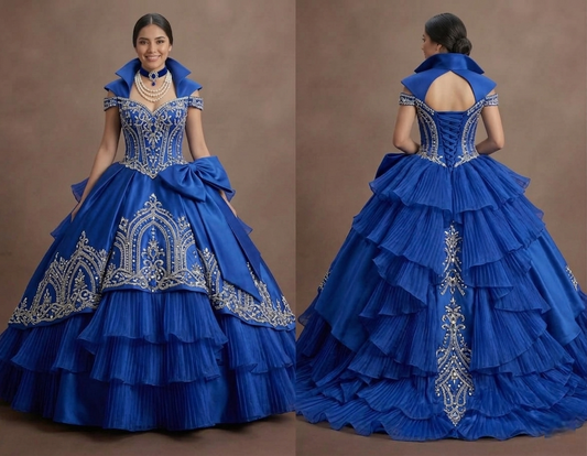 Blue Quinceañera Dress - Royal Blue Satin Majesty Gown