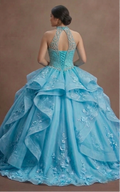 Blue Quinceañera Dress - Turquoise Tulle High-Volume Gown