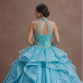Blue Quinceañera Dress - Turquoise Tulle High-Volume Gown
