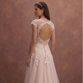 Blush A-Line Wedding Dress with Soft Lace Overlay