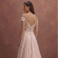 Blush Floral Lace Wedding Dress with Flowing A-Line Shape