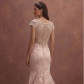 Blush Mermaid Wedding Dress with Lace Train Detail