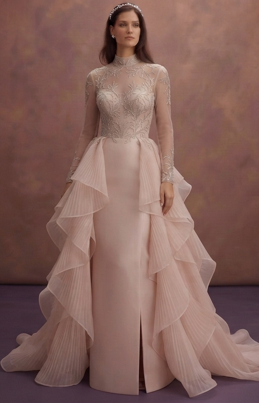 Blush Organza Wedding Dresses with Feminine Charm