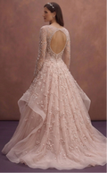 Blush Pink Tulle Ball Gown Wedding Dress with Beaded Bodice