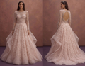 Blush Pink Tulle Ball Gown Wedding Dress with Beaded Bodice