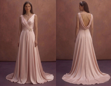 Blush Satin Wedding Dress with Draped Bodice Style