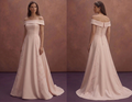 Blush Simple Wedding Dress with Off Shoulder Elegance