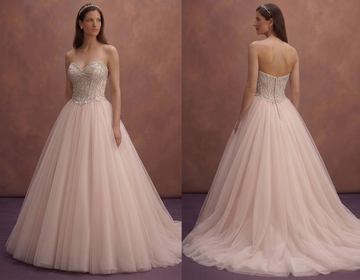 Blush Tulle Ball Gown Wedding Dress with Sparkle Corset