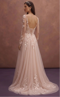 Blush Tulle Wedding Dress with Corset Bodice and Train