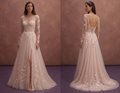 Blush Tulle Wedding Dress with Corset Bodice and Train