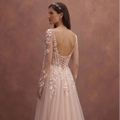 Blush Tulle Wedding Dress with Corset Bodice and Train