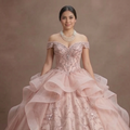 Blush Pink Tulle Ball Gown Quinceañera Dress for Princess-Themed Celebration