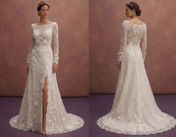 Boat Neck Lace Wedding Dresses with Timeless Grace