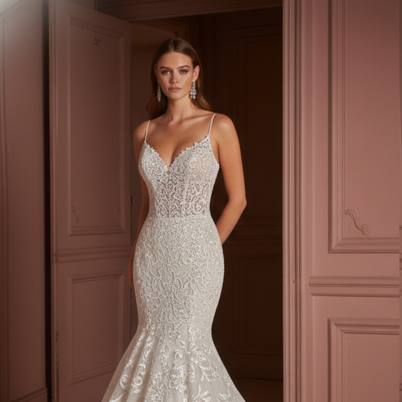 Bohemian Lace Wedding Dress Open Back Long Summer Bridal Wear