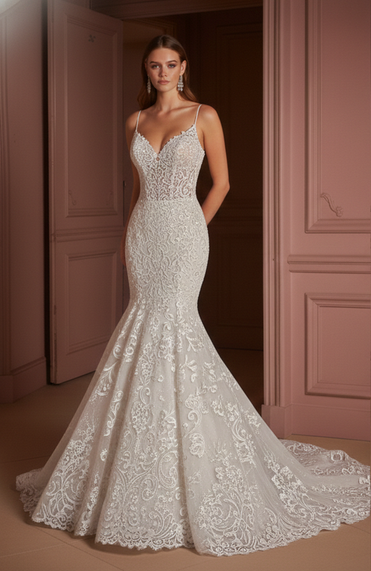 Bohemian Lace Wedding Dress Open Back Long Summer Bridal Wear