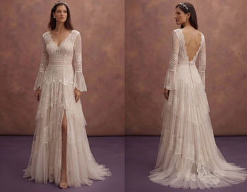 Bohemian Wedding Dresses with Crochet Lace Details