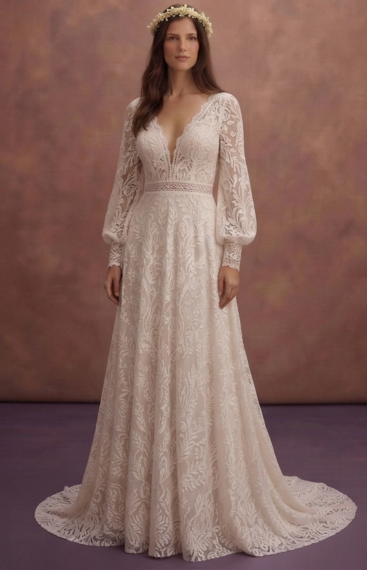 Boho Lace Wedding Dresses with Relaxed Elegance