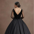 Bold Black Quinceañera Dress with Contrast Color Lining