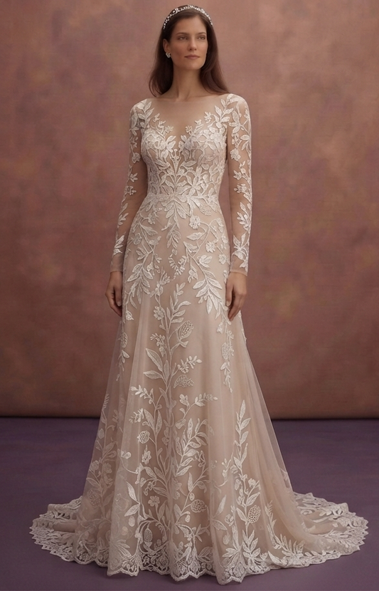 Botanical Lace Wedding Dresses with Nature-Inspired Designs