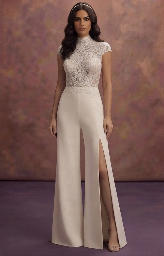 Bridal Jumpsuits with Elegant Crepe Tailoring