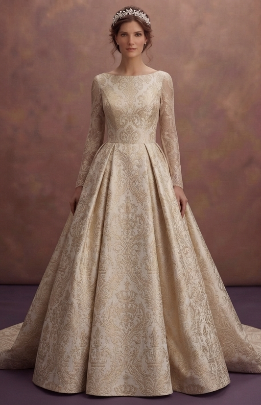 Brocade Wedding Dresses with Royal-Inspired Designs