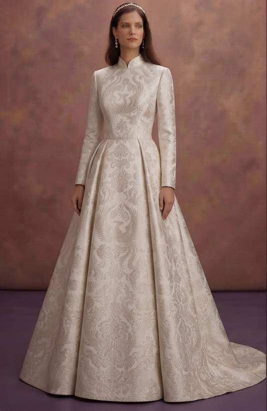 Brocade Wedding Dresses with Royal-Inspired Designs