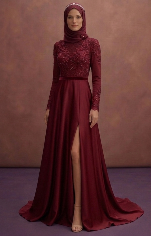 Burgundy Muslim Prom Dresses – Deep & Romantic Styles