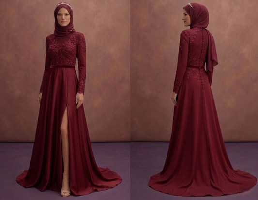 Burgundy Muslim Prom Dresses – Deep & Romantic Styles