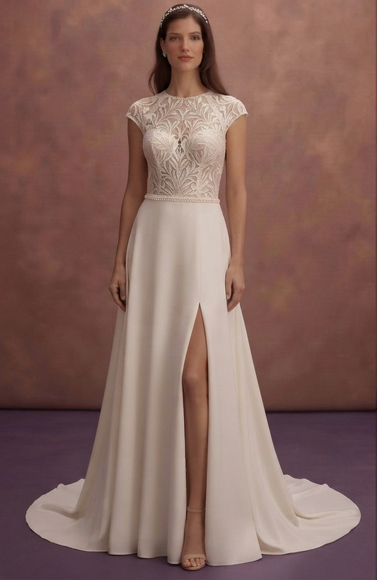 Button Back Wedding Dresses with Elegant Finish