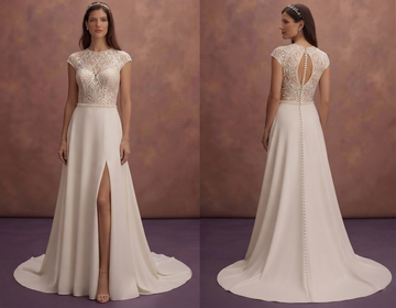 Button Back Wedding Dresses with Elegant Finish