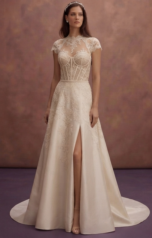 Cap Sleeve Lace Wedding Dresses with Vintage Appeal