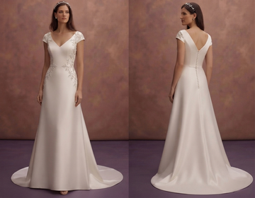 Cap Sleeve Satin Wedding Dresses with Refined Style