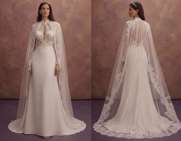 Cape Back Wedding Dresses with Regal Beauty