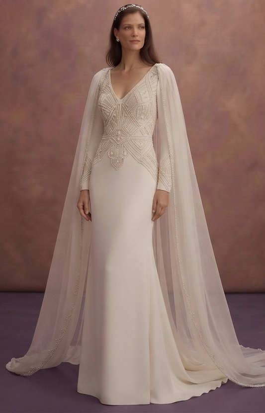 Cape Sleeve Wedding Dresses with Dramatic Elegance