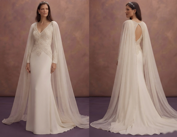 Cape Sleeve Wedding Dresses with Dramatic Elegance