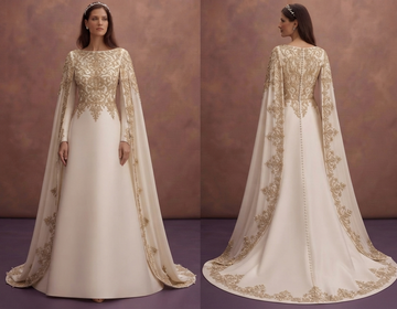Cape Sleeve Wedding Dresses with Regal Beauty