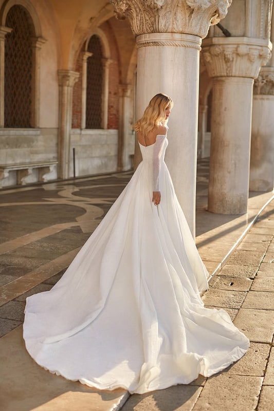 Elegant Strapless Off The Shoulder Back Button A Line Wedding Dress For Women Bridal Gowns vestidos de novia robe de mariée