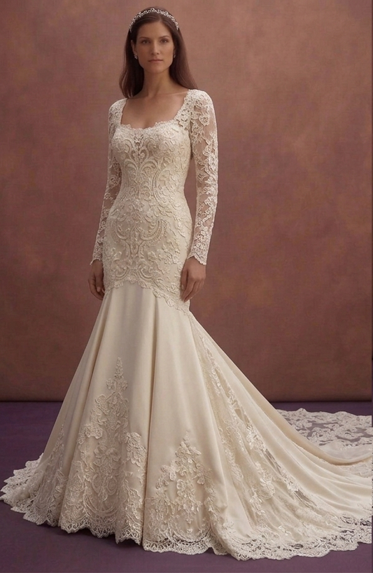 Cathedral Train Wedding Dresses with Luxury Lace